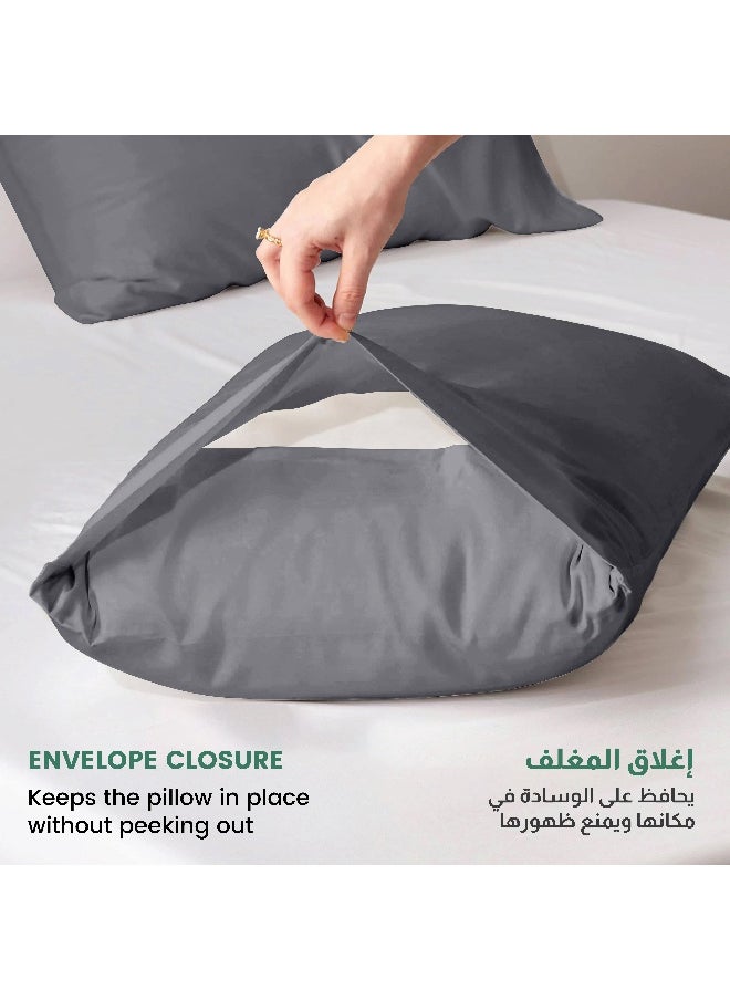 Rest - Microfiber Pillow Cases 2 Piece Set 50X75Cm, 20X30 Inches Silver Pillow Cover Soft Brushed Supersoft Fabric Pillow Cases Standard Size - Image 1
