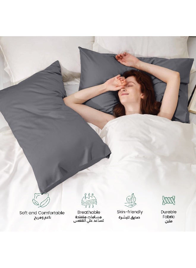 Rest - Microfiber Pillow Cases 2 Piece Set 50X75Cm, 20X30 Inches Silver Pillow Cover Soft Brushed Supersoft Fabric Pillow Cases Standard Size - Image 1