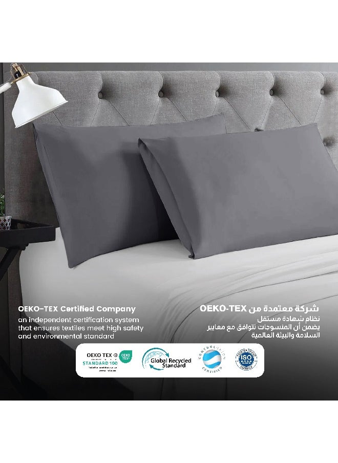 Rest - Microfiber Pillow Cases 2 Piece Set 50X75Cm, 20X30 Inches Silver Pillow Cover Soft Brushed Supersoft Fabric Pillow Cases Standard Size - Image 1