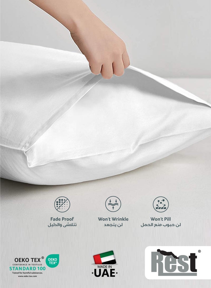 Rest Microfiber Pillow Cases 2 Piece Set 50x75cm, 20x30 Inches White Pillow Cover Soft Brushed Supersoft Fabric Pillow Cases Standard Size - Image 3