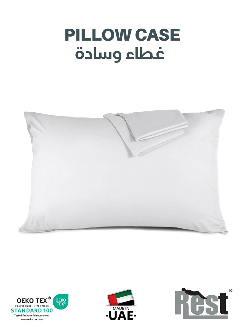 Rest Microfiber Pillow Cases 2 Piece Set 50x75cm, 20x30 Inches White Pillow Cover Soft Brushed Supersoft Fabric Pillow Cases Standard Size - Image 1