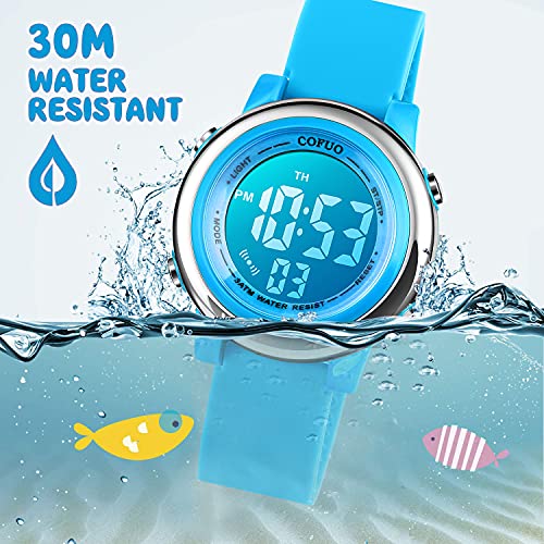 cofuo Kids Digital Sport Waterproof Watch for Girls Boys, Kid Sports Outdoor LED Electrical Watches with Luminous Alarm Stopwatch Child Wristwatch - Image 4