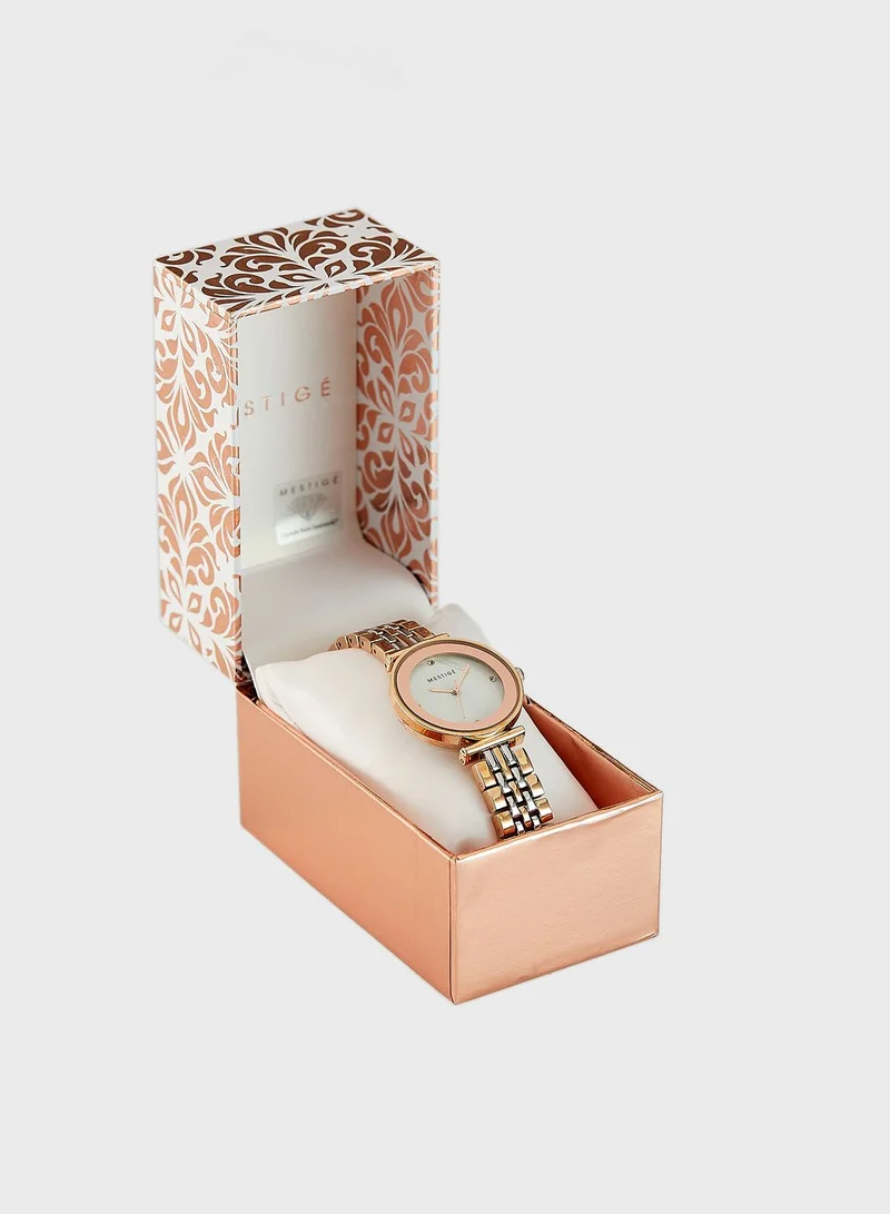 Mestige Luna Round Analog Watch