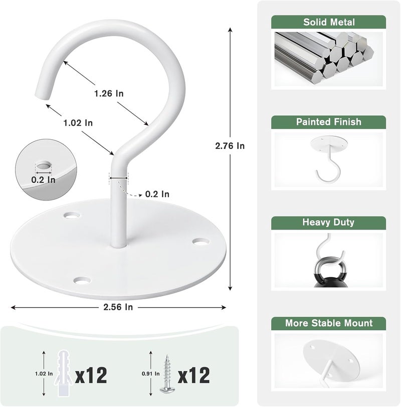 RELBRO Ceiling Hooks, Metal Hanging Ceiling Plant Hangers Indoor Outdoor, Heavy Duty, White, 4 Pcs - Image 4