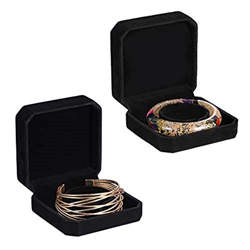 2FY2SW JoyBox 2 Pack Square Black Velvet Bracelet Gift Box Jewelry Display 2pc Bracelet Bangle Box - Image 1