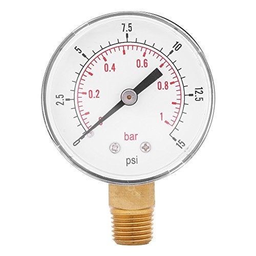 Hilitand مقياس ضغط منخفض للوقود والهواء والزيت والماء 0-15psi/0-1bar 1/4" BSPT تركيب سفلي مقياس ضغط الزيت - Image 1