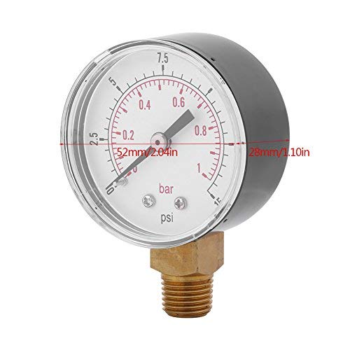 Hilitand مقياس ضغط منخفض للوقود والهواء والزيت والماء 0-15psi/0-1bar 1/4" BSPT تركيب سفلي مقياس ضغط الزيت - Image 3