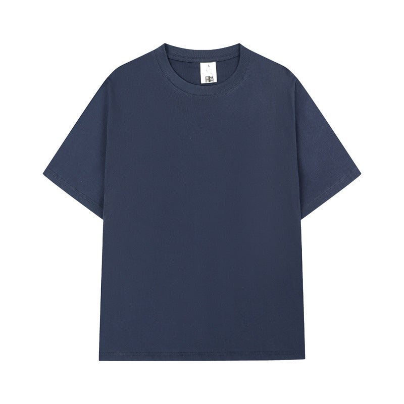 240G double yarn pure cotton t-shirt summer FOG heavy solid color drop shoulder short-sleeved men's loose trendy couple top half-sleeved - Image 3