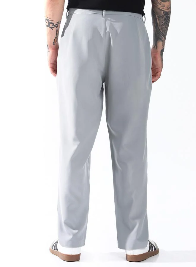 Hubberholme Men Relaxed Fit Wrinkle Free Wash Pleated Korean Pants