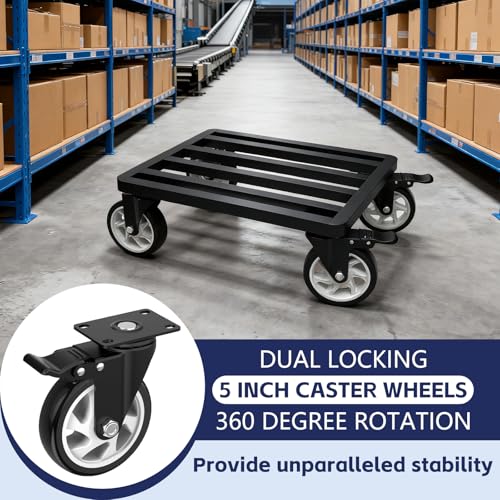 LYUND Heavy-Duty Stainless Steel Furniture Dolly 18'' x 14'' Inch, 2000LBS Capacity Moving Dolly with 5" Swivel Casters & Fastening Strap for Secure Moving of Furniture and Appliances - Image 4