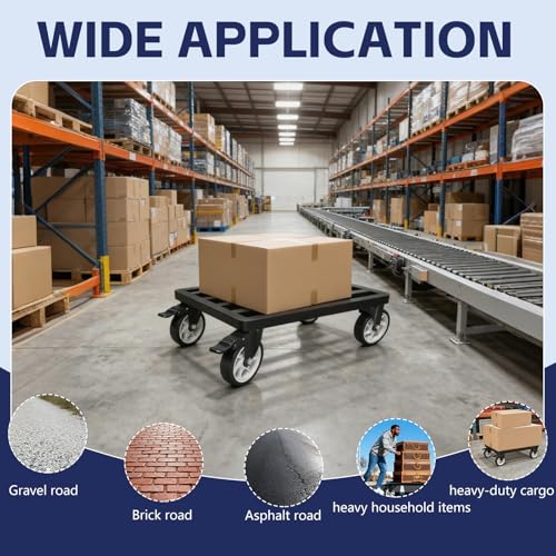 LYUND Heavy-Duty Stainless Steel Furniture Dolly 18'' x 14'' Inch, 2000LBS Capacity Moving Dolly with 5" Swivel Casters & Fastening Strap for Secure Moving of Furniture and Appliances - Image 5