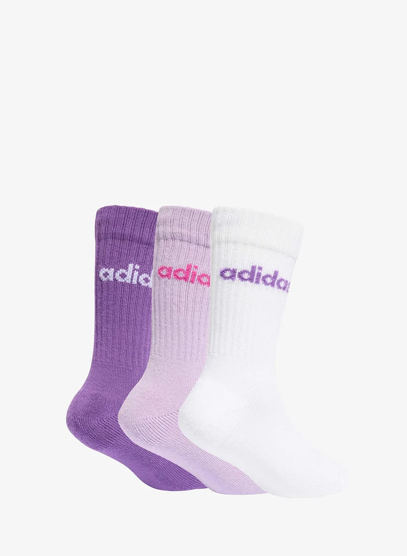 Adidas Kids 3 Pack Linear Crew Socks