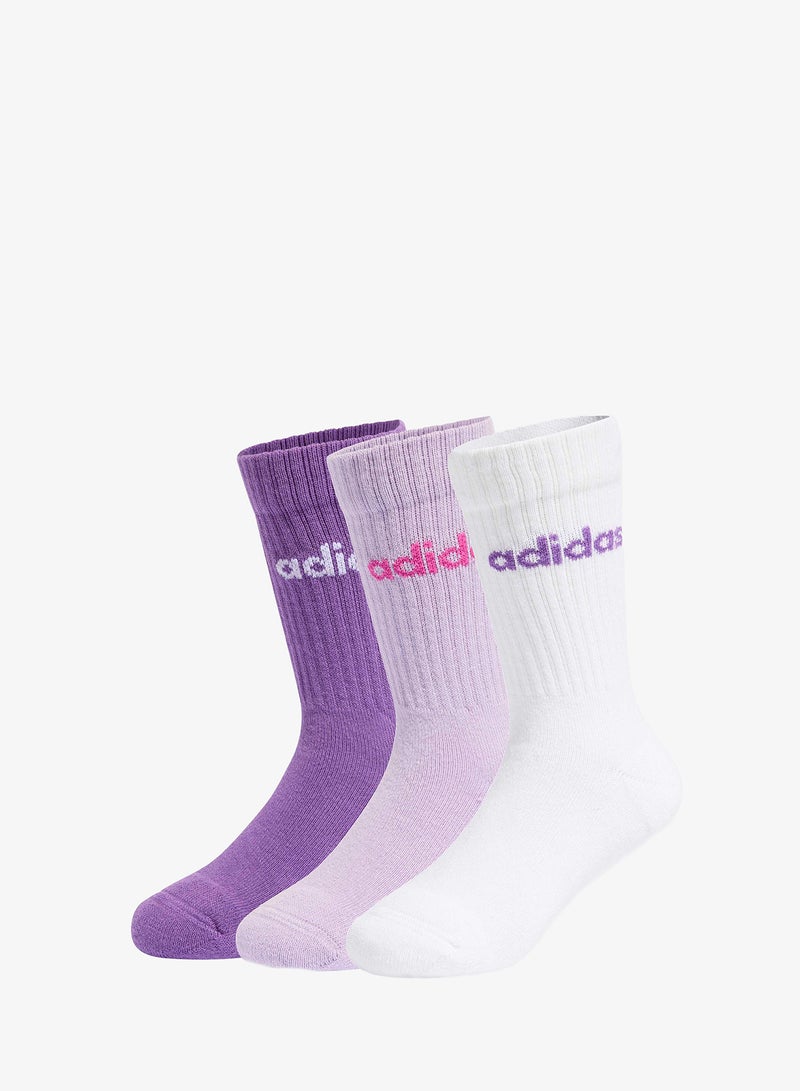 Adidas Kids 3 Pack Linear Crew Socks - Image 1