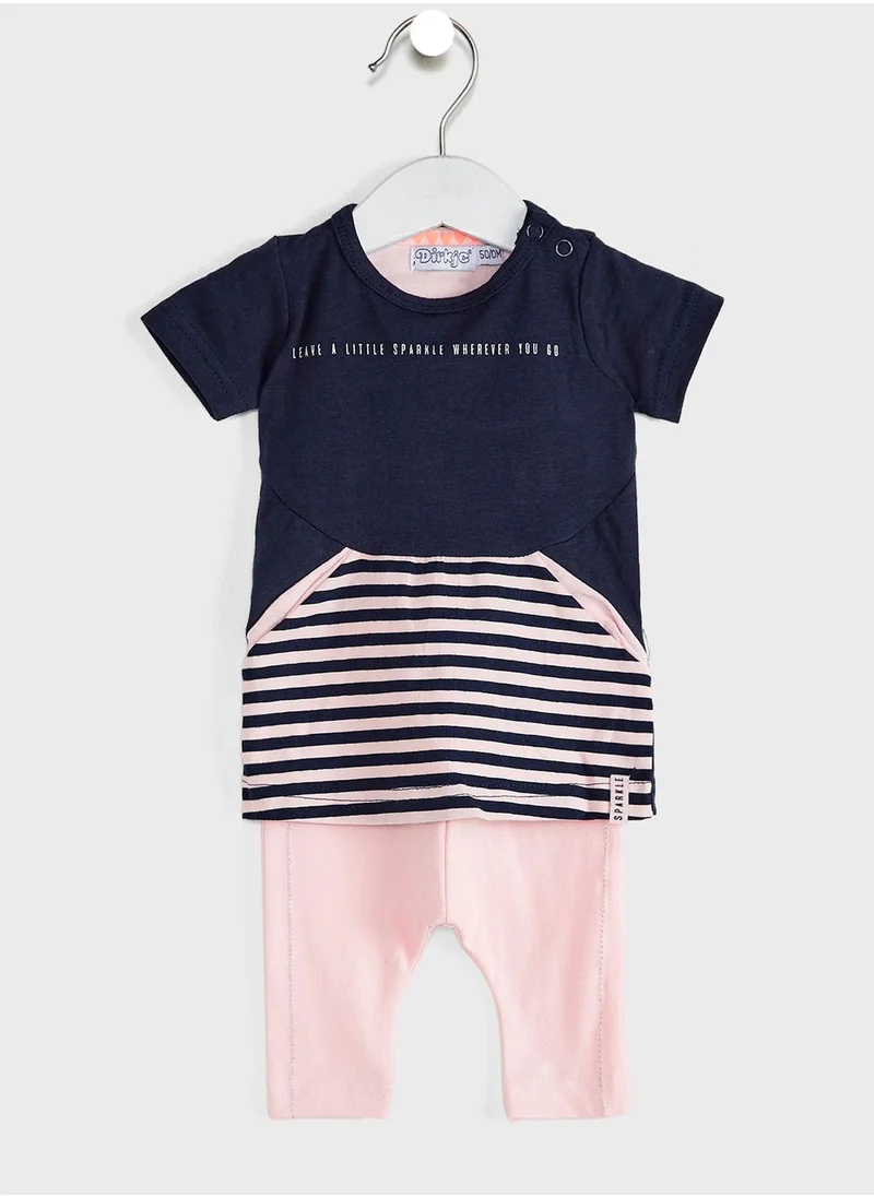 Dirkje Infant Striped Dress + Leggings Set