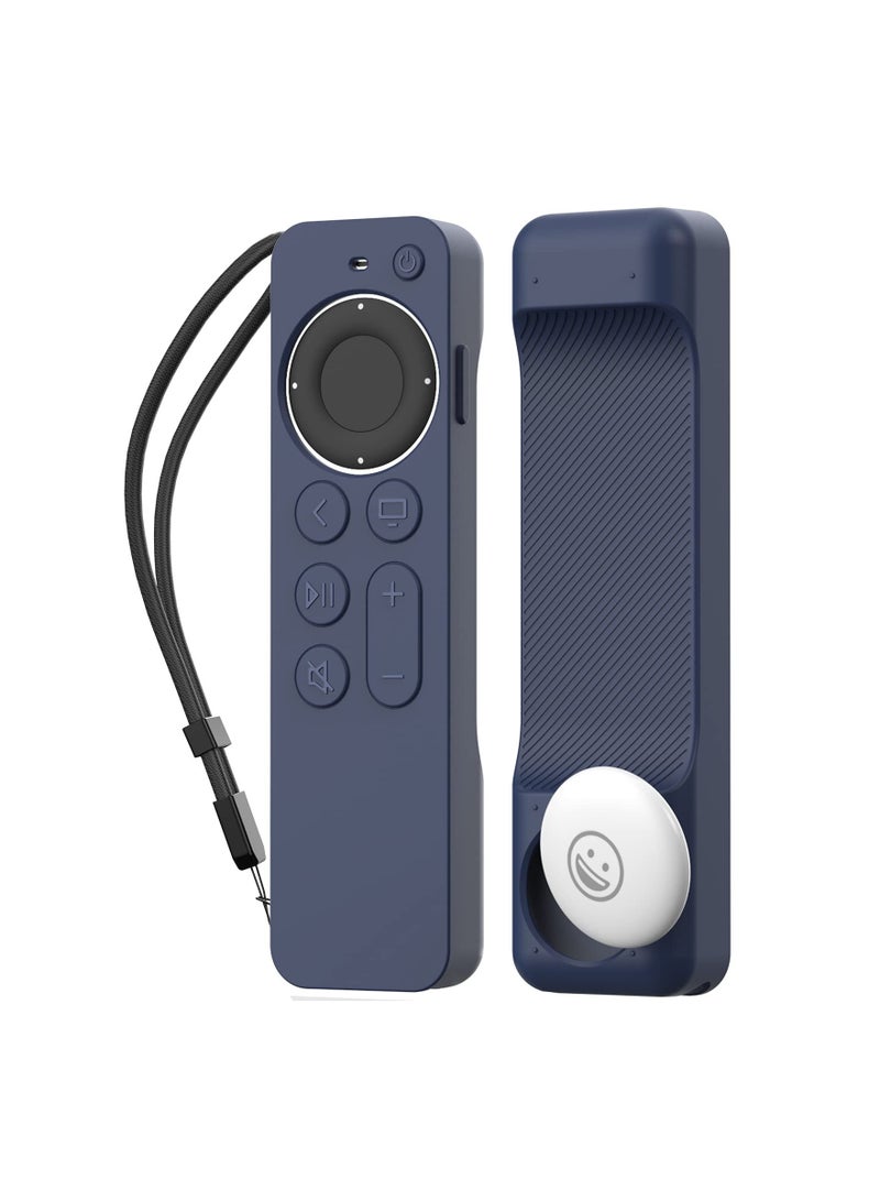 Captaintech for Apple TV Siri Remote 4K 2021 【for AirTag Holder Built In】 All Around Silicone Cover Skin Compatible with Apple TV Remote / Siri Remote (2nd) and for AirTag (Midnight Blue) - Image 1
