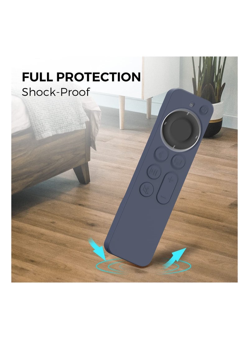 Captaintech for Apple TV Siri Remote 4K 2021 【for AirTag Holder Built In】 All Around Silicone Cover Skin Compatible with Apple TV Remote / Siri Remote (2nd) and for AirTag (Midnight Blue) - Image 4