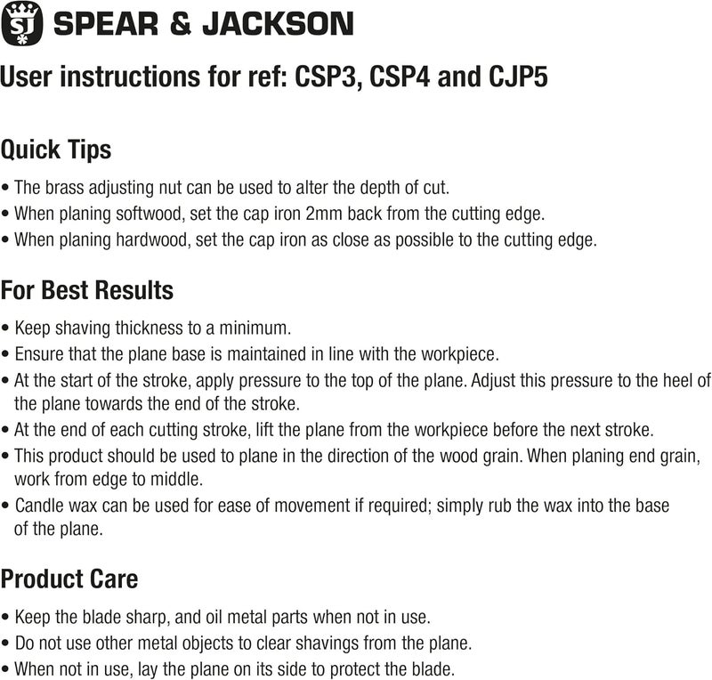 Spear  Jackson CSP4BLADE Smoothing Plane Iron Spare Blade for CSP4 - Image 2