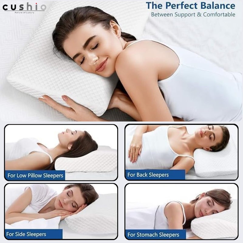 CUSHIO Memory Foam Butterfly Contour Pillow (Pack of 1) Cervical Orthopedic Memory Pillow for Neck & Shoulder Pain Relief | Size 20"x12" (White) - Image 5