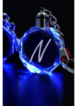 Mert Kristal Mert Crystal Letter N Keychain, Letter Keychain, Glass Engraved Keychain  - Image 1