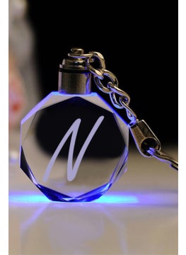 Mert Kristal Mert Crystal Letter N Keychain, Letter Keychain, Glass Engraved Keychain  - Image 4