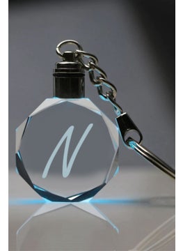 Mert Kristal Mert Crystal Letter N Keychain, Letter Keychain, Glass Engraved Keychain  - Image 2