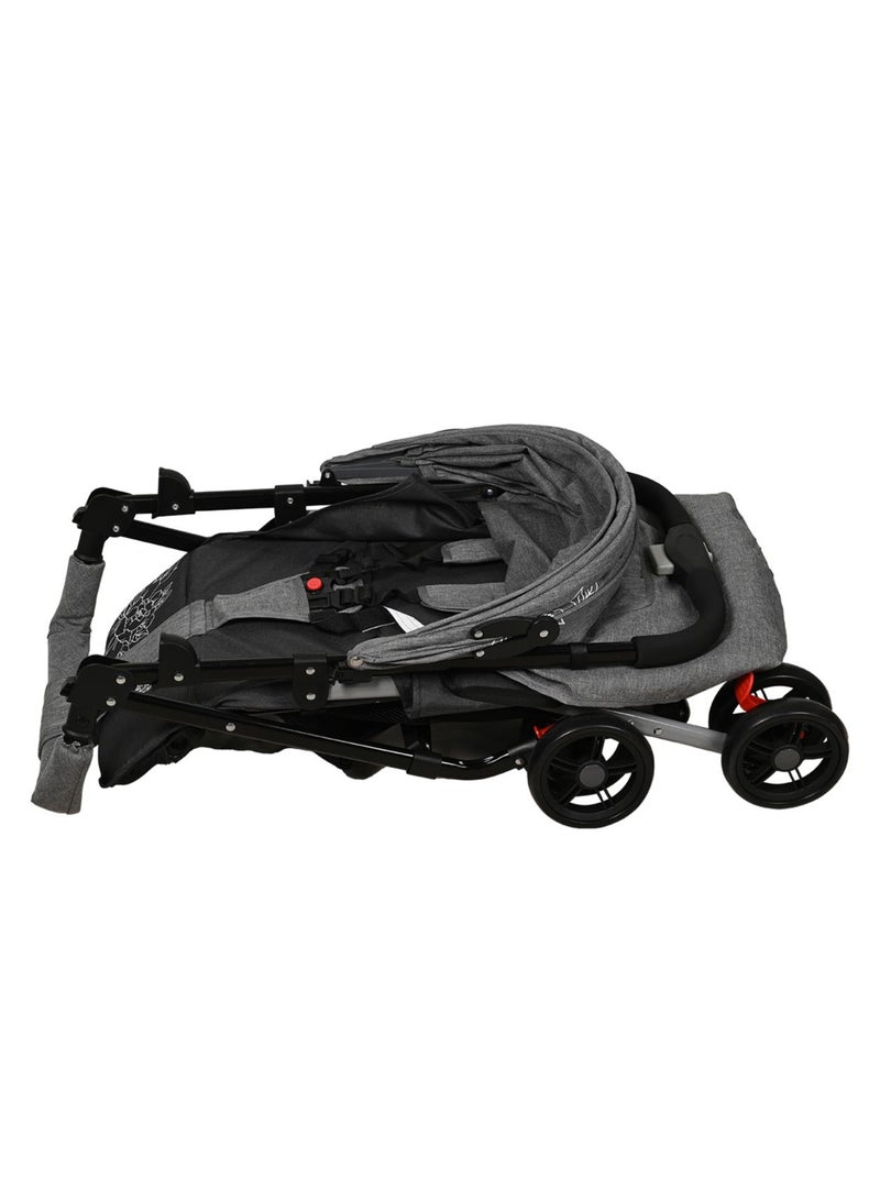 Kiko Comfortable Stroller 6 Wheels (0+) - Grey - Image 3