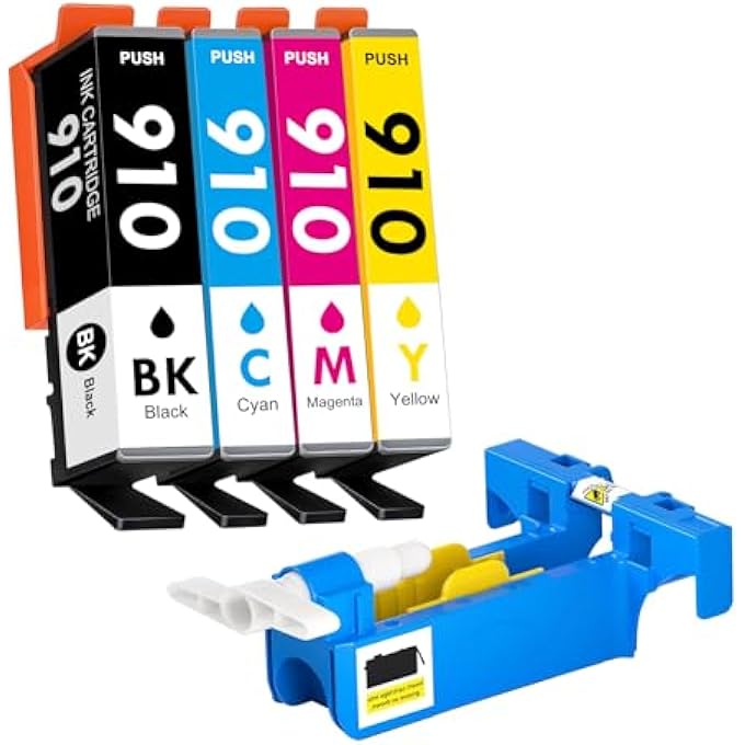 HIGH YIELD 910 INK CARTRIDGES WITH CHIP REMOVER, REPLACEMENT FOR HP 910 912 915 910XL 912XL 915XL INK CARTRIDGES WITHOUT CHIP, COMPATIBLE FOR HP OFFICEJET PRINTERS, 4-PACK (BK/C/M/Y) - Image 3