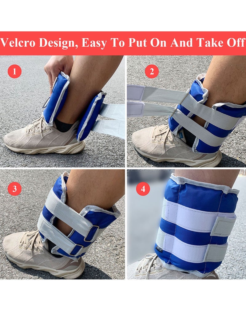Qiccijoo Ankle Weights Set 1 Pair 4kg(8.8lb) Workout Ankle Weights for Women or Men Wrist Leg Weights for Fitness,Running,Walking,2*2kg(4.4lb)-Blue - Image 4