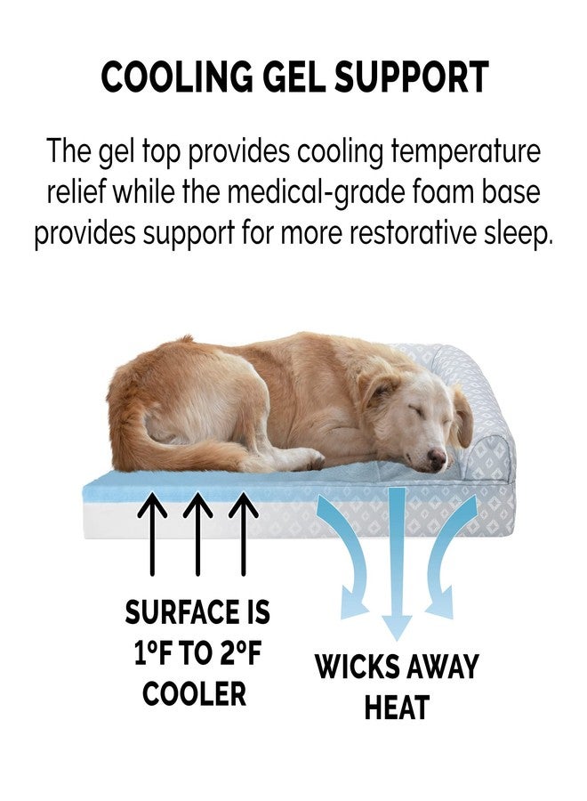 Furhaven Cooling Gel Dog Bed for Medium/Small Dogs w/ Removable Bolsters & Washable Cover, For Dogs Up to 35 lbs - Plush & Diamond Print Nest Top Sofa - Gray, Medium - Image 5