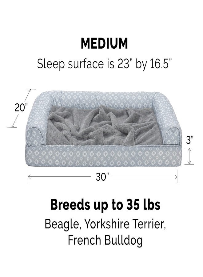 Furhaven Cooling Gel Dog Bed for Medium/Small Dogs w/ Removable Bolsters & Washable Cover, For Dogs Up to 35 lbs - Plush & Diamond Print Nest Top Sofa - Gray, Medium - Image 2