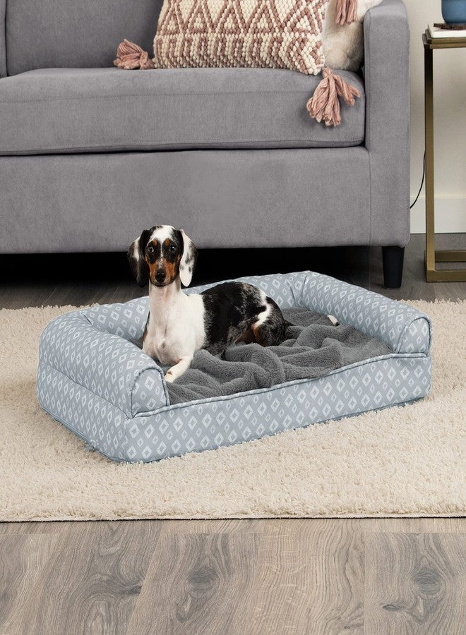 Furhaven Cooling Gel Dog Bed for Medium/Small Dogs w/ Removable Bolsters & Washable Cover, For Dogs Up to 35 lbs - Plush & Diamond Print Nest Top Sofa - Gray, Medium - Image 3