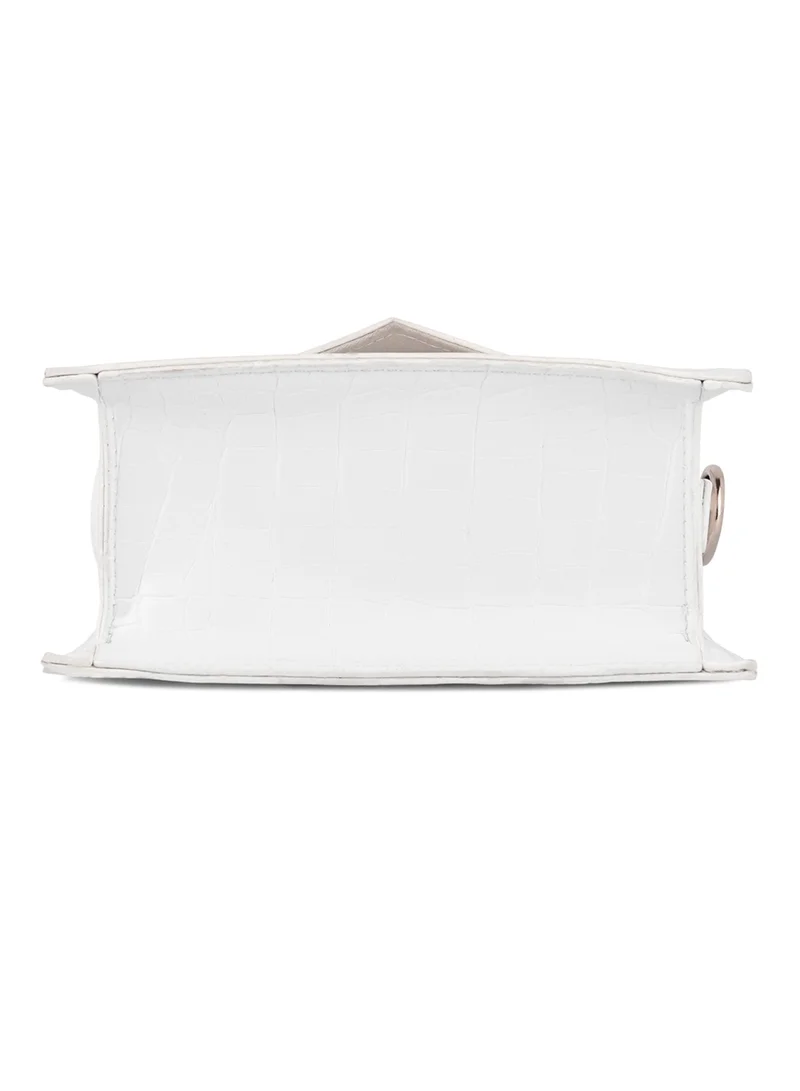 London Rag White Mini Envelope Croc Sling Bag
