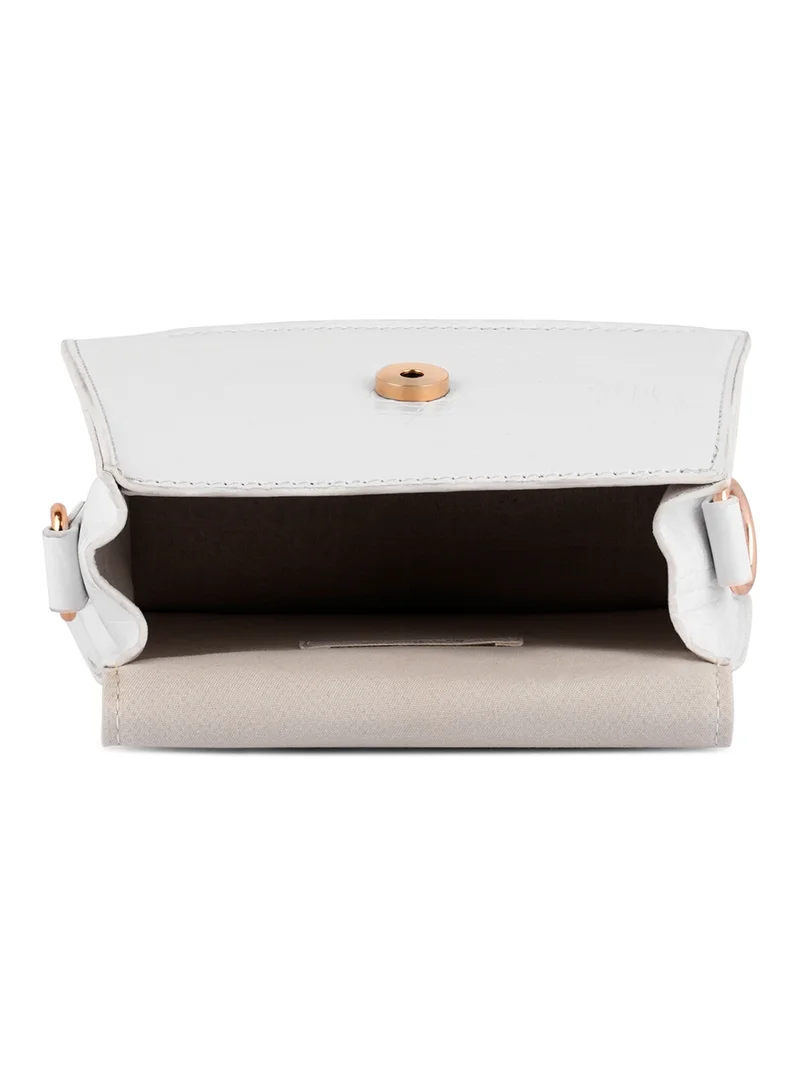 London Rag White Mini Envelope Croc Sling Bag
