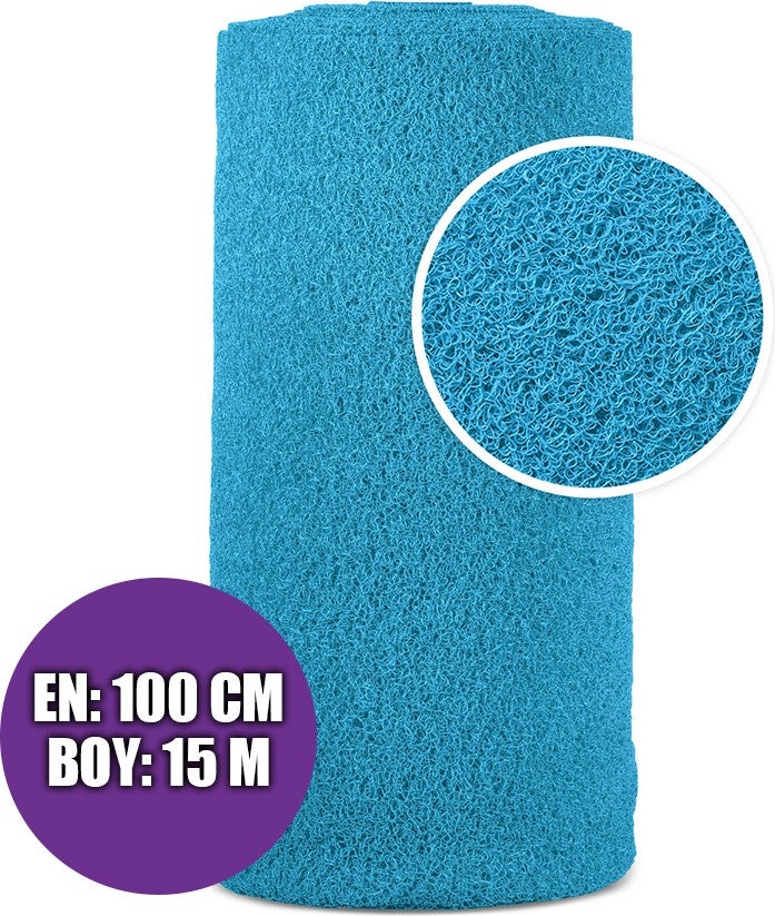Sera Trend Complex Mat 1x15 Meters Turquoise PVC Curly Carpet Indoor Outdoor Runner Non-Slip Wet Floor Mat  - Image 1
