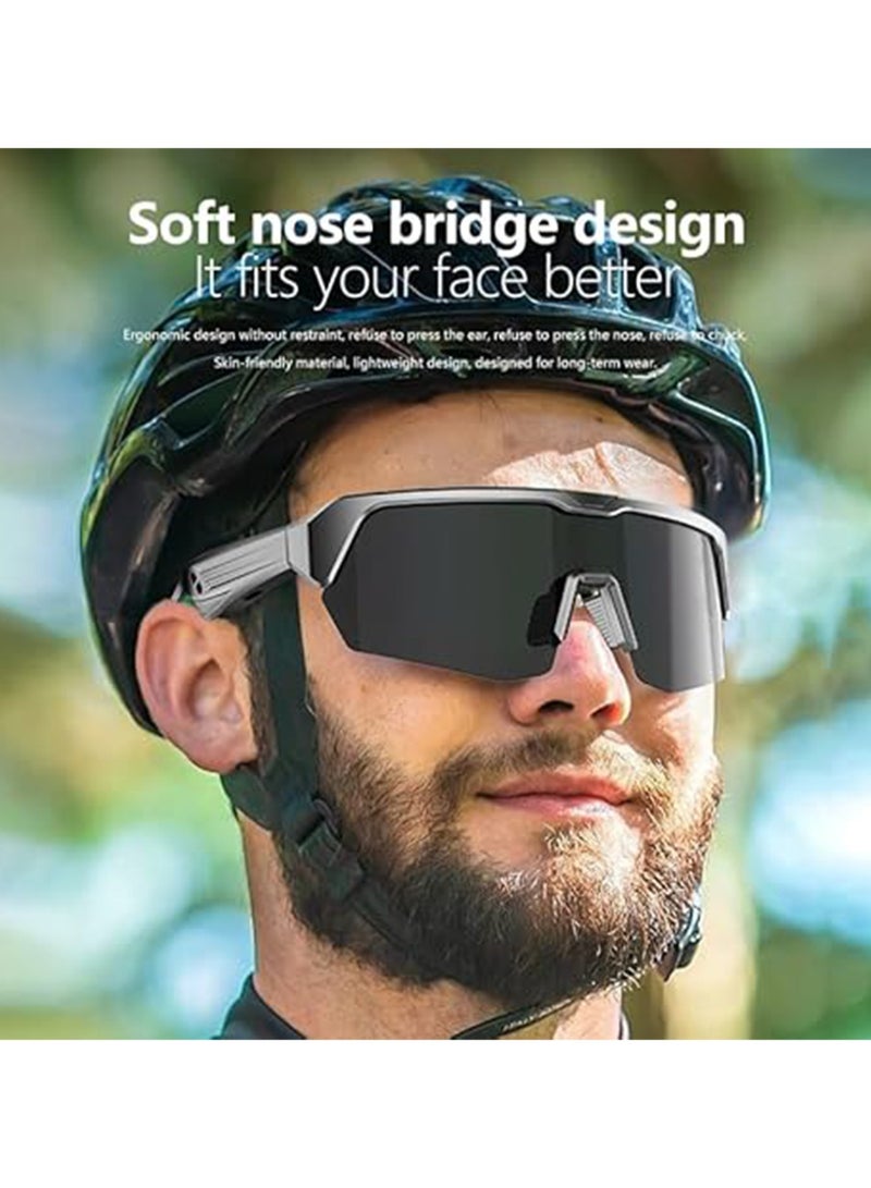 Outdoor Sports Sunglasses Smart Glasses Fashion Cycling Bluetooth Glasses Listening To Music And making Calls For Men and Women (YJ006 silver plating) - Image 5