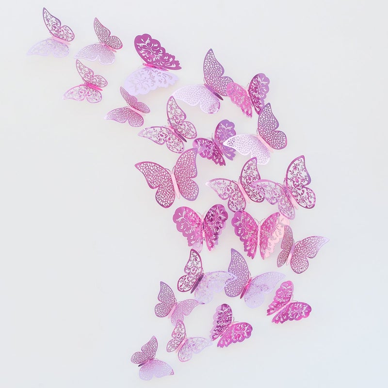 Pinkblume Purple Butterly Decorations ملصقات 3D Butterfies Decor Decor Decorations Diy Mome Decorations قابلة للإزالة الجدار الجداريات لغرفة المعيشة المنزل Babys Babys Decorcase Art Decor (36pcs)