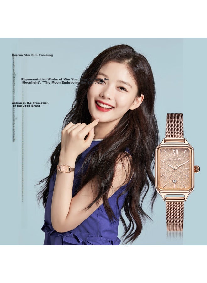 Julius Women's Vintage Starry Sky Simple Calendar Fashion Student Exam Ladies Watch Champagne Color Ja-1255-1d - Image 2