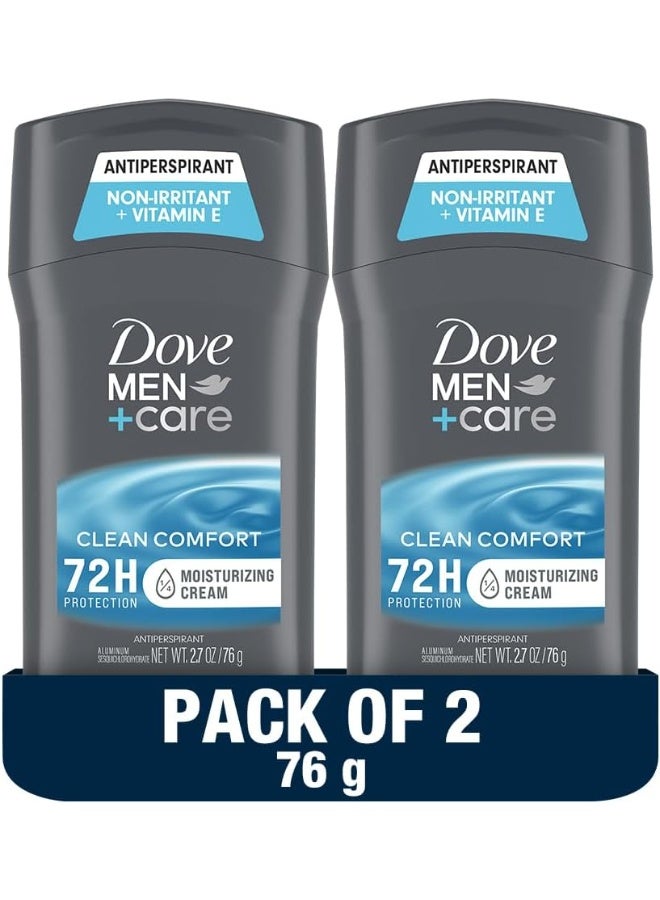 Dove Men+Care Antiperspirant Deodorant Stick 72H Protection Clean Comfort 76g Pack of 2
