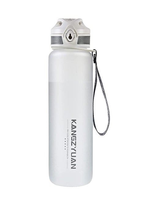 Sports Water Bottle 1000ML Protein Shaker Outdoor Travel Portable Leakproof Drinkware Plastic Drink Bottle BPA Free White
