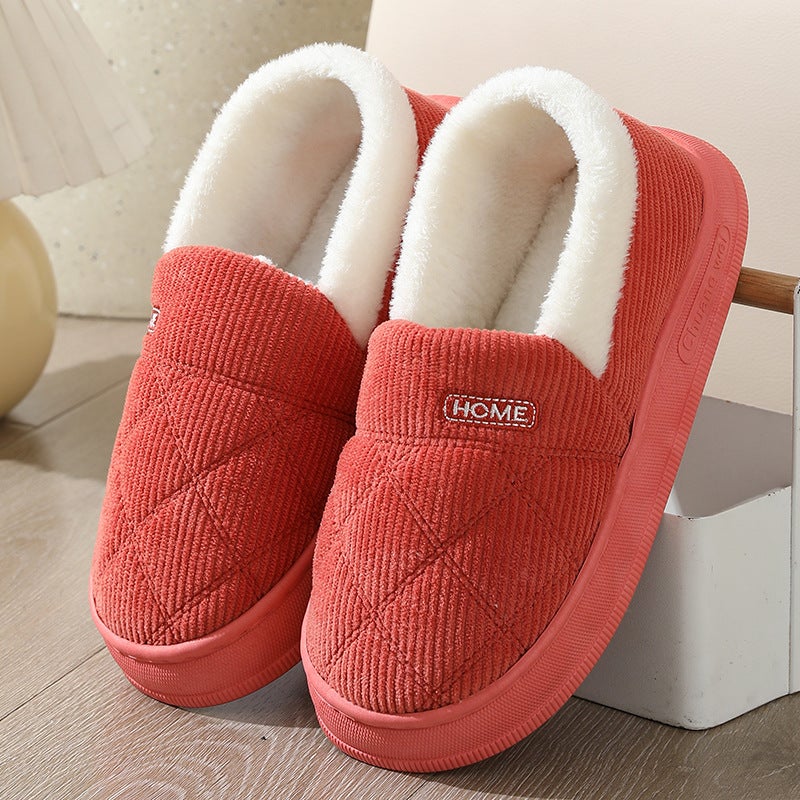Winter Warm Short-tube Thick-soled Snow Boots for Women Couple Height-increasing fleece-lined Thickened Cotton Shoes for Interior and Exterior H-6 orange - Image 1