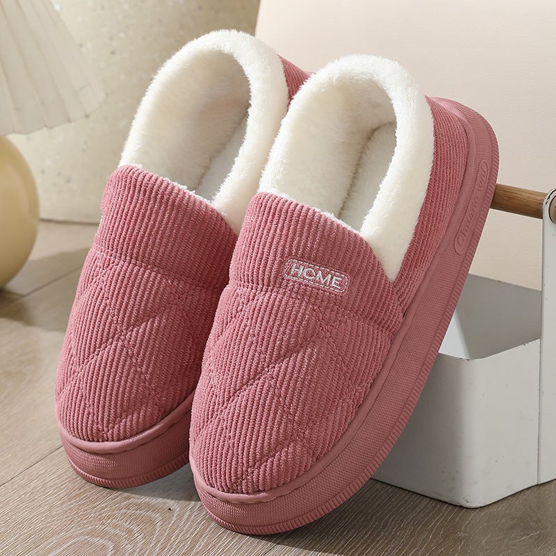 Winter Warm Short-tube Thick-soled Snow Boots for Women Couple Height-increasing fleece-lined Thickened Cotton Shoes for Interior and Exterior H-6 orange - Image 2