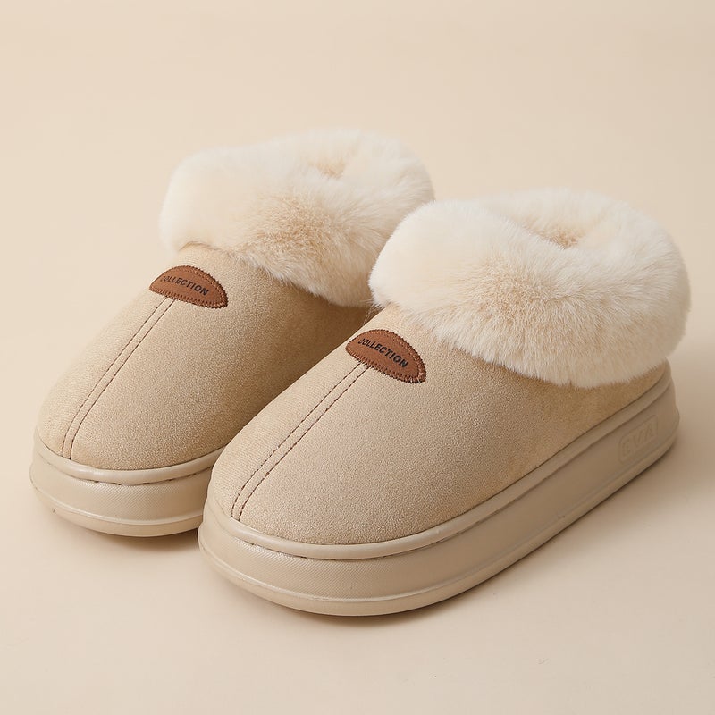 Winter Warm Short-tube Thick-soled Snow Boots for Women Couple Height-increasing fleece-lined Thickened Cotton Shoes for Interior and Exterior H-6 orange - Image 4