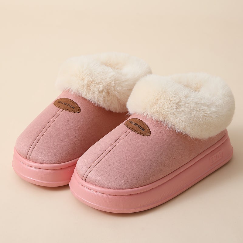 Winter Warm Short-tube Thick-soled Snow Boots for Women Couple Height-increasing fleece-lined Thickened Cotton Shoes for Interior and Exterior H-6 orange - Image 5