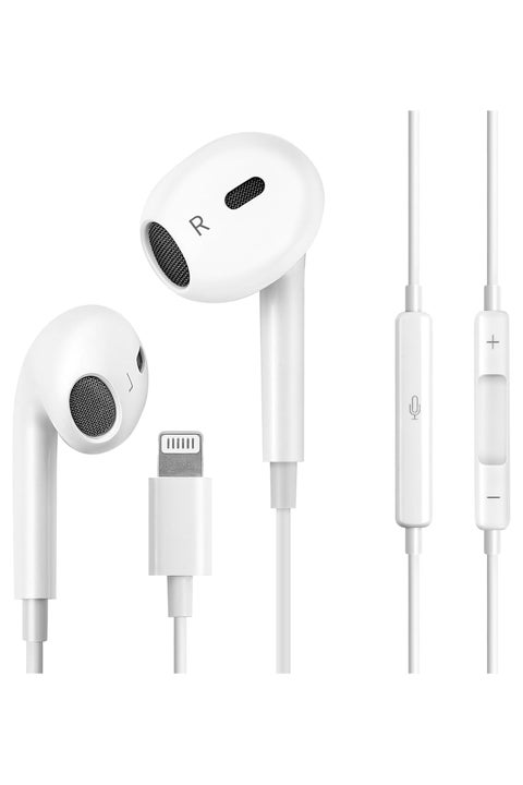 High-Quality Wired Earphones with Lightning Connector {No need to connect to Bluetooth - just plug and play}
