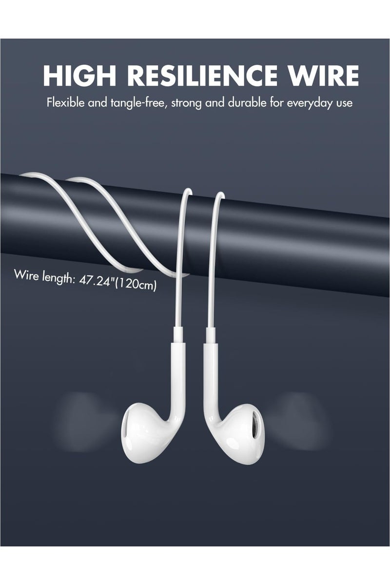 سماعات رأس EarPods مع موصل Lightning، وسادات أذن سلكية لأجهزة iPhone مع جهاز تحكم مدمج للتحكم في الموسيقى والمكالمات الهاتفية ومستوى الصوت