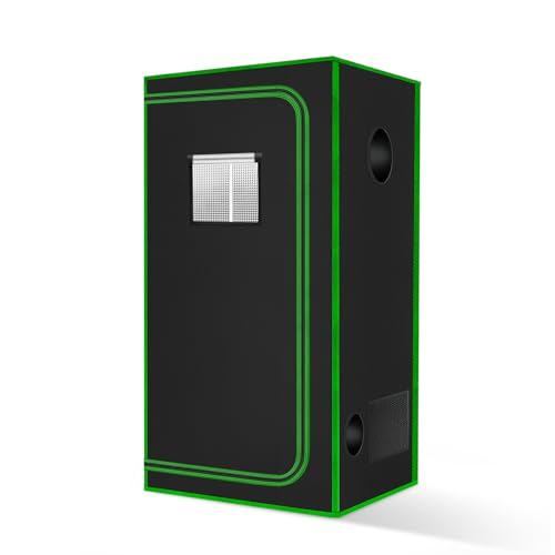 MELONFARM 34"x34"x72'' Grow Tent, High Reflective 600D Diamond Mylar Canvas with Observation Window and Floor Tray for Hydroponic Indoor Plant Growing - Image 1