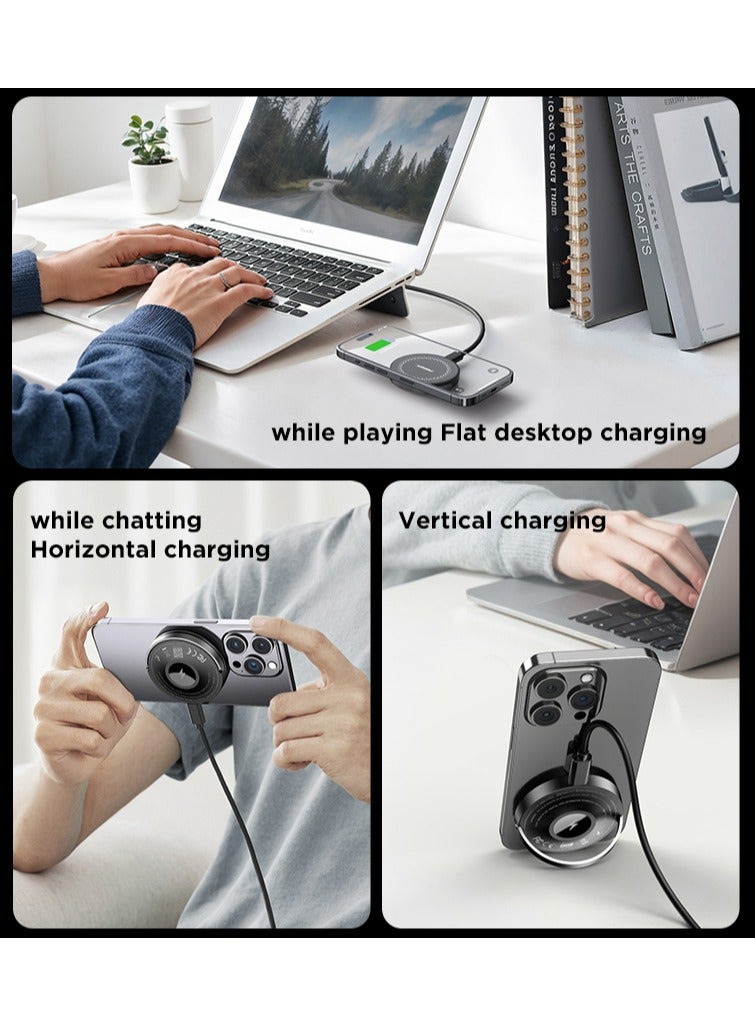 Pisen 2 in 1 15W Magnetic Wireless Charger for iPhone 16/15/14/13 Pro Max Wireless Bluetooth Headphones and Smartwatches With Type C Cable 1.2M - Image 3