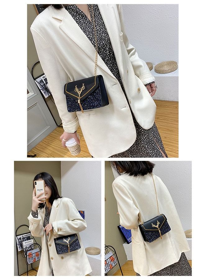 زي سي إم - هابي أزياء المرأة حقيبة مربعة صغيرة الترتر حقيبة الكتف حقيبة رسول المرأة - Image 3