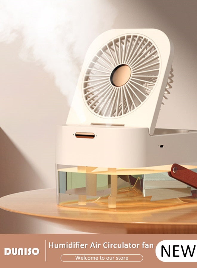 Foldable Air Circulator Fan Small Quiet Turbo Force Desktop Fan Desk Fans with Base-Mounted Controls 3 Speed Cooling Misting Fan for Whole Room Home Bedroom Office Outdoor