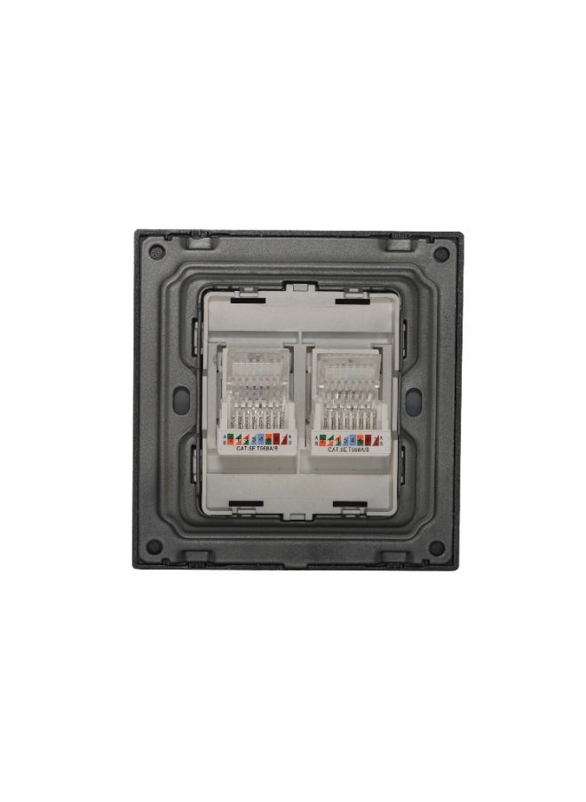 Donmarco Double Computer Socket (RJ45/CAT6) – Ultra Thin Glass , Fire-Resistant Electric Outlet , 15-Year Warranty , Dual High-Speed Connectivity Ports (Matt Grey)  - Image 4